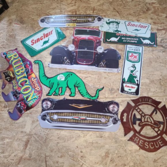 20x signs Lot HUGE Chevy Ford car USA STEEL Metal Truck Garage Dad Gift Ad - Picture 9 of 10